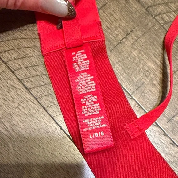 SKIMS Red Ribbed Bralette with Striped Band - Picture 5 of 5